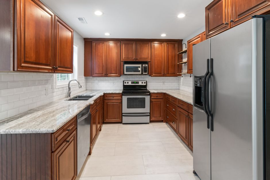 Bright home interior with white cabinets and natural light